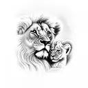 lion and cub  tattoo design idea