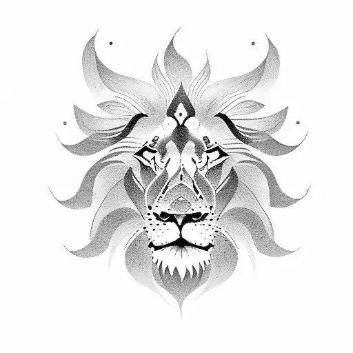 lion and sun tattoo design idea