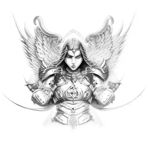 warrior guardian angel tattoo design idea