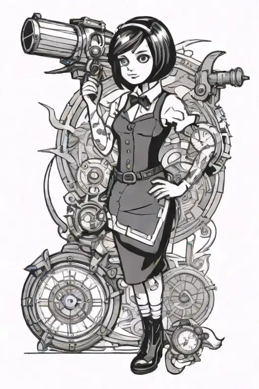 bioshock infinite elizabeth adventure time style tattoo design idea