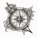 half clock half compass  tattoo design idea