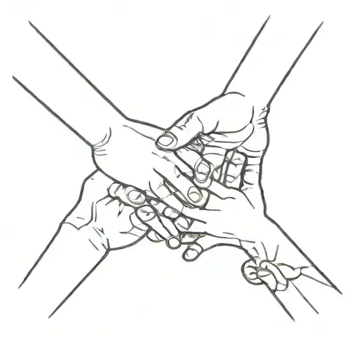 3 kids holding hands holding each other tattoo design idea