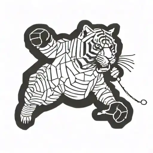 geometric tiger with boxing gloves  tattoo design idea