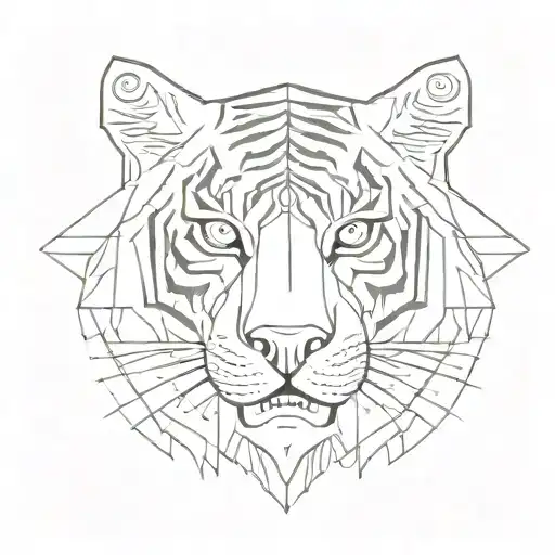 geometric tiger eyes, dark sun tattoo design idea