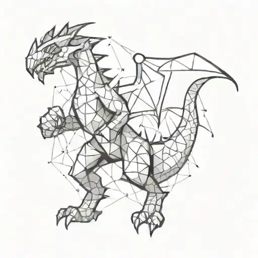 Geometric dragon with boxing gloves tattoo design idea