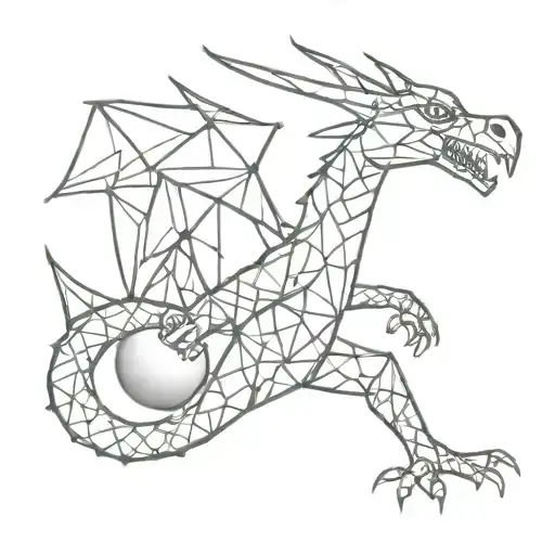 Geometric dragon with boxing gloves tattoo design idea