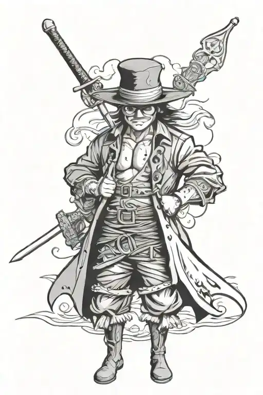 Zorro one piece anime tattoo design idea