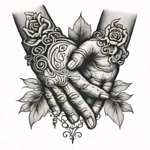 loss grief mother holding hands tattoo design idea