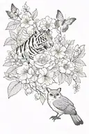 animals and flowers tattoo design idea