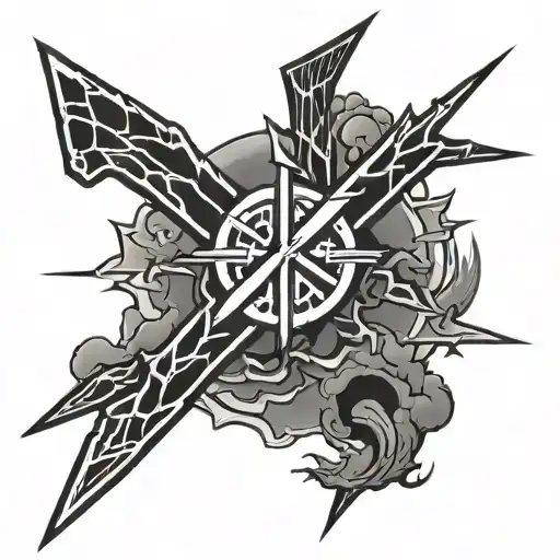 lightning with a cross tattoo design idea