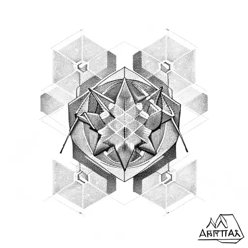 Hexagon constellation with a Sagittarius  arrows tattoo design idea