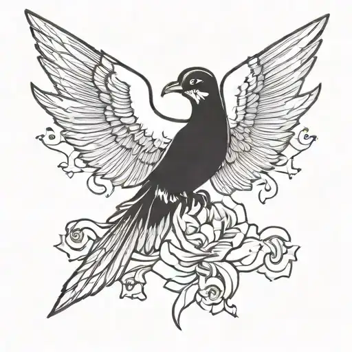 ladymary with dove flying tattoo design idea