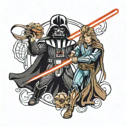 darth vader vs anakin tattoo design idea