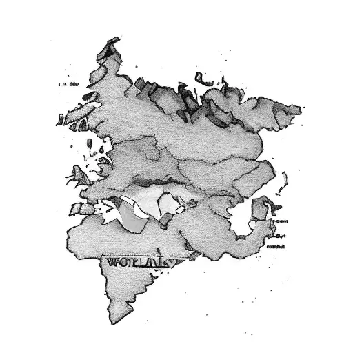 A world map composed of various MMA fighting poses, representing your love for travel and fighting tattoo design idea