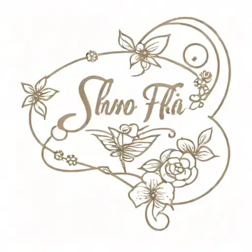 A minimalist tattoo of a chick fil a logo with delicate floral accents and the phrase 'Spreading Care Through Food' beneath it tattoo design idea