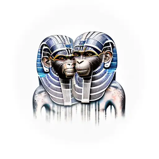 Apes dressed as ancient Egyptians tattoo design idea