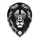 Lion with a clock inside tattoo design idea