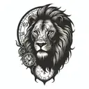 Lion with a clock inside tattoo design idea