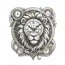 Lion with a clock inside tattoo design idea