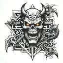 cross demon prison tattoo design idea