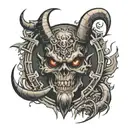 cross demon prison tattoo design idea