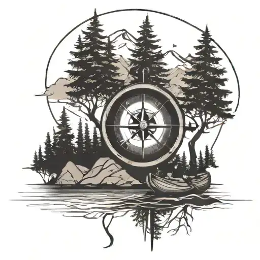 Compass, Canoe, Trees, or Mountains,  OL24 somewhere in it, Bike  tattoo design idea