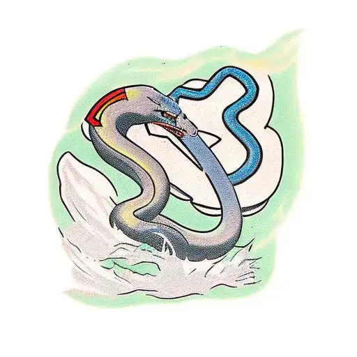 Superman playing golf fighting a snake  tattoo design idea