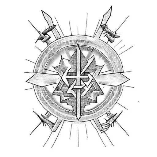 cruz ankh con flechas  tattoo design idea