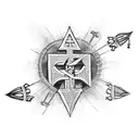 cruz ankh con flechas  tattoo design idea