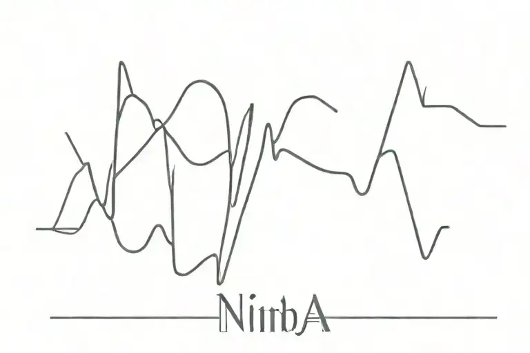 electrocardiogram pattern forming Nina name written tattoo design idea