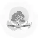 tree stump with two birds on top tattoo design idea