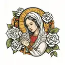 virgin mary holding tattoo design idea