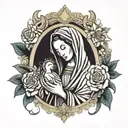 virgin mary holding tattoo design idea
