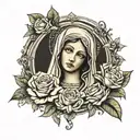 virgin mary holding tattoo design idea