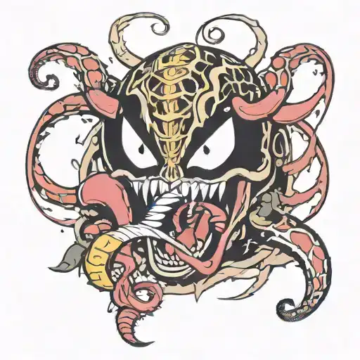 Kirby sucking up venom and becoming venomized tattoo design idea