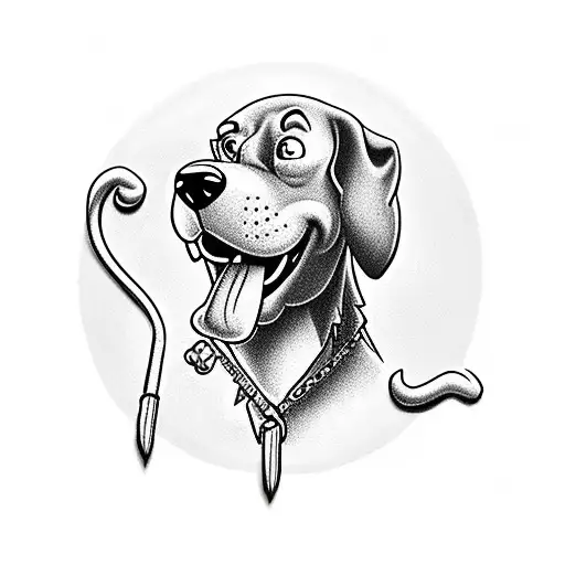 scooby doo with a joint hanging from his mouth in the month of September after the first cold day of the season tattoo design idea