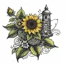 hiking cairn sunflower blooming tattoo design idea