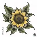 hiking cairn sunflower blooming tattoo design idea