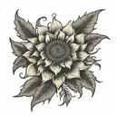 hiking cairn sunflower blooming tattoo design idea