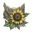 hiking cairn sunflower blooming tattoo design idea