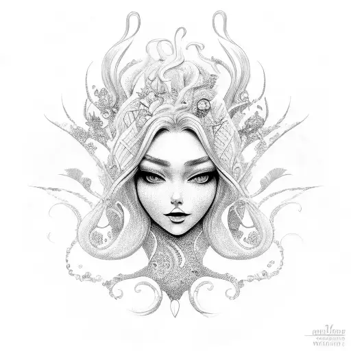 The mermaid that you will draw, must have meticulous details in its scales, in the hair, and its tail must be like that  tattoo design idea