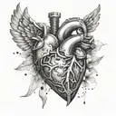 Create a tattoo of a titanium heart surrounded by bulletproof armor, representing your passion for hand-made creations and resilience tattoo design idea