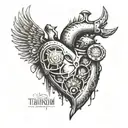 Create a tattoo of a titanium heart surrounded by bulletproof armor, representing your passion for hand-made creations and resilience tattoo design idea
