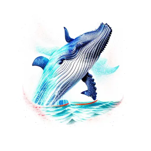 whale with ship tattoo design idea