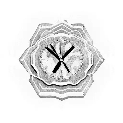 honeycomb, stopwatch, names, clouds, roses tattoo design idea