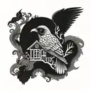 A blackwork tattoo design inspired by the works of Edgar Allan Poe tattoo design idea