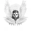 greek warrior with wings tattoo design idea
