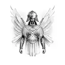 greek warrior with wings tattoo design idea