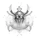 viking  em batalha e corvos  tattoo design idea