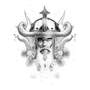 viking  em batalha e corvos  tattoo design idea